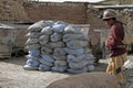 Miner walks to his shift to work in Cerro Rico - Potosi, Bolivia. Royalty Free Stock Photo