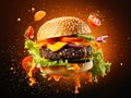 Potrait of delicious fresh burger