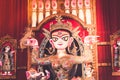 Potrait Of Goddess Durga idol at a South Kolkata famous Durga puja temple pandal on Royalty Free Stock Photo