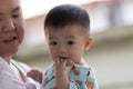 Potrait image of adorble and cute happy Asian Chinese baby boy