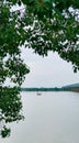 Potrait image of beautiful Godavari river scape in Rajahmundry, Andhrapradesh, India.