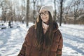 Potrait of young woman enjoy winter day