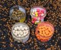 pots of carp fishing hook baits