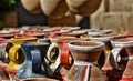 Pots in Nizwa fort, Oman. Sultanate of Oman. Royalty Free Stock Photo