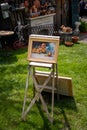 Pots, paintings and painting board in Aberfoyle Antique Market