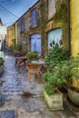 Al Fresco dining in a picturesque lane in Tenby South Wales