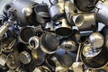 Pots, pans, kettles and more cooking and kitchen utensils made of aluminum. Royalty Free Stock Photo