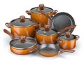 Pots and pans. Set of cooking kitchen utensils and cookware.
