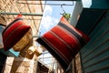 Pots store in old bazar on the middle east Royalty Free Stock Photo