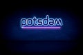 Potsdam - blue neon announcement signboard