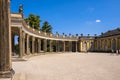 Potsdam, Germany - Decorative backyard colonnade of the Sanssouci summer palace of the Prussian king Frederick the Great in the