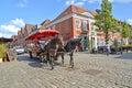 POTSDAM, GERMANY. The tourist horse vehicle goes on the Dutch quarter