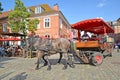 POTSDAM, GERMANY. The tourist horse vehicle is lucky tourists on the Dutch quarter
