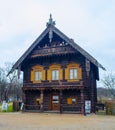 POTSDAM, GERMANY, MARCH 11, 2015: typical wooden decorated house in russian colony alexandrowka in german city potsdam Royalty Free Stock Photo