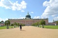 POTSDAM, GERMANY. The new palace and Hauptallee in sunny day. Park of San Sushi