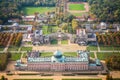 Potsdam, Germany, New Palace in the Sanssouci park in early autumn - aerial view