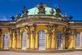 Potsdam, Germany - Rococo style facade of the Sanssouci summer palace of the Prussian king Frederick the Great in the Sanssouci