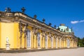 Potsdam, Germany - Rococo style facade of the Sanssouci summer palace of the Prussian king Frederick the Great in the Sanssouci