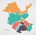 Potsdam Map with boroughs and modern round shapes