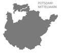 Potsdam-Mittelmark grey county map of Brandenburg Germany