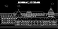 Potsdam silhouette skyline. Germany - Potsdam vector city, german linear architecture, buildings. Potsdam travel