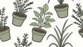Potted Houseplants Pattern Vector, Greenery Home Decor, vector design Generative AI Royalty Free Stock Photo