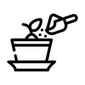 potted plant with compost line icon vector illustration Royalty Free Stock Photo