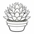 Symmetrical Hand-colored Drawing Of Potted Plant In White Pot Royalty Free Stock Photo