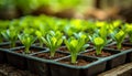 Potted Seedlings Growing in Fertile Soil