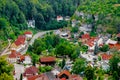 Pottenstein, view from hill, Franconian Switzerland, Germany