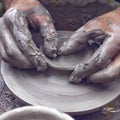 Potter hands wheel pottery Royalty Free Stock Photo