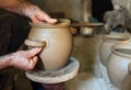 The potter make pot from clay Royalty Free Stock Photo