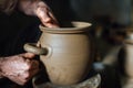 The potter make pot from clay Royalty Free Stock Photo