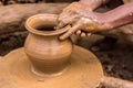 Potter making earthen pot