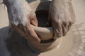 Potter in making pot for ahead of Gangour festival in Rajasthan Bikaner