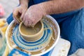 Potter shaping clay