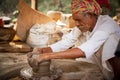 Potter at work makes ceramic dishes. India, Rajasthan Royalty Free Stock Photo