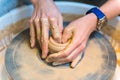 Pottering - creating a clay cup in process Royalty Free Stock Photo
