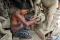 The potters of Kolkata are preparing idols of Goddess Devi Durga and paint those for Durga Puja festival, biggest religious