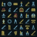 Potters wheel icons set vector neon Royalty Free Stock Photo