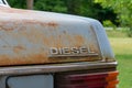 POTTERVILLE, MI - JUNE 23rd 2021: The word diesel on a 1970s car in Potterville