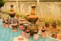 Pottery antique jars to decorate the garden look beautiful.