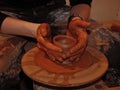 Pottery artistic hands Royalty Free Stock Photo