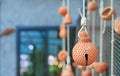 Pottery is a bell shape hanging. Earthenware garden decoration Royalty Free Stock Photo