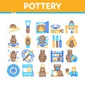 Pottery And Ceramics Collection Icons Set Vector