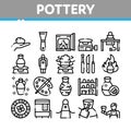 Pottery And Ceramics Collection Icons Set Vector