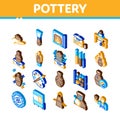 Pottery And Ceramics Isometric Icons Set Vector