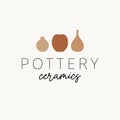 Pottery ceramics logo design. Three pots vector logotype.