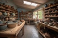pottery and ceramics studio, with artists creating beautiful pieces or firing their creations