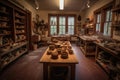 pottery and ceramics studio, with artists creating beautiful pieces or firing their creations